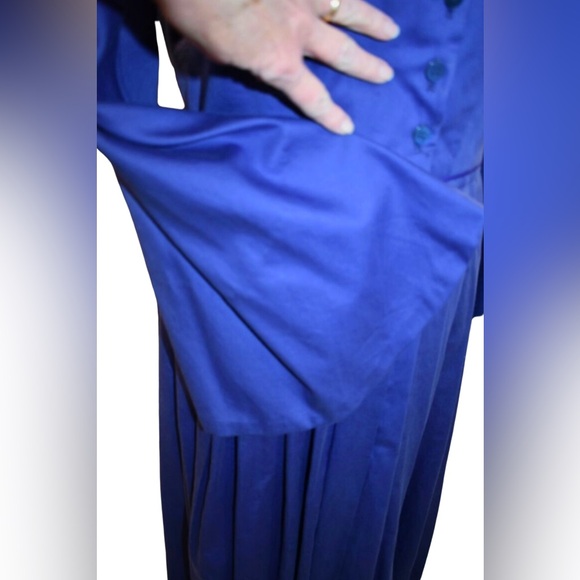 Ladies Civil War Reenacting Cotton Day Dress Handmade Blue Bell Sleeve Large - Picture 4 of 6